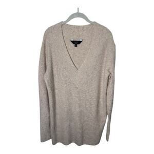 Revolve Cream V Neck Long Sleeve Wool Tunic Sweater Medium